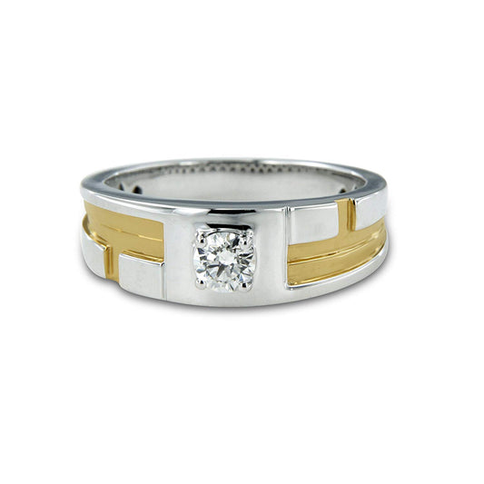 atjewels Two tone Gold Over 925 Streling White Round CZ in Prong Set Mens Band Ring For Free Sizing Special Father's day MOTHER'S DAY SPECIAL OFFER - atjewels.in