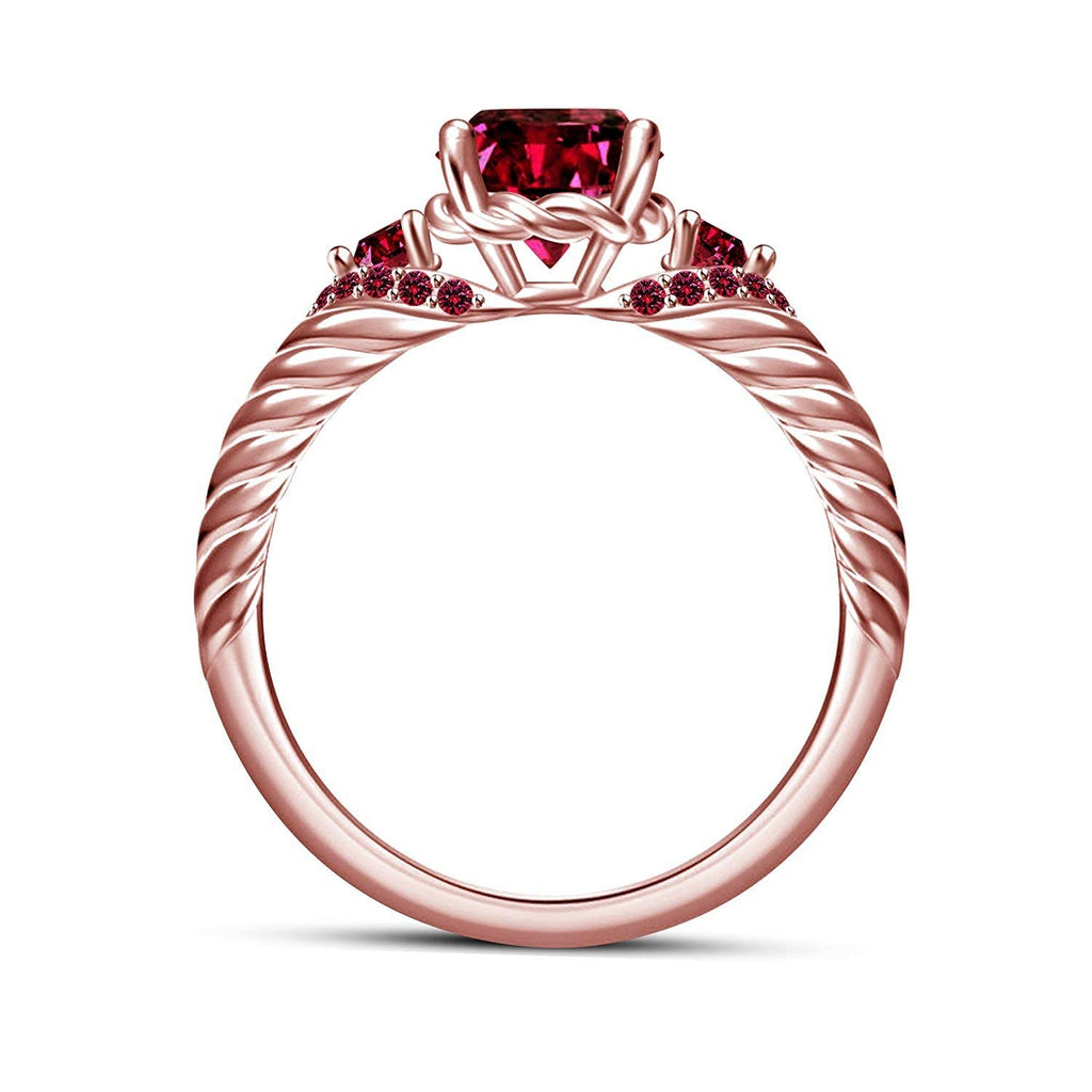 atjewels Round Cut Pink Sapphire 14k Rose Gold Over .925 Sterling Silver Disney Aurora Princess Engagement Ring For Women's and Girl's - atjewels.in