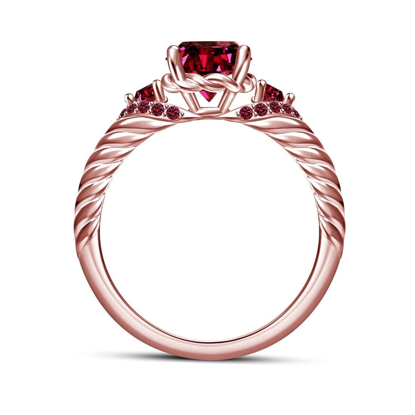 atjewels Round Cut Pink Sapphire 14k Rose Gold Over .925 Sterling Silver  A3 Princess Engagement Ring For Women's and Girl's - atjewels.in