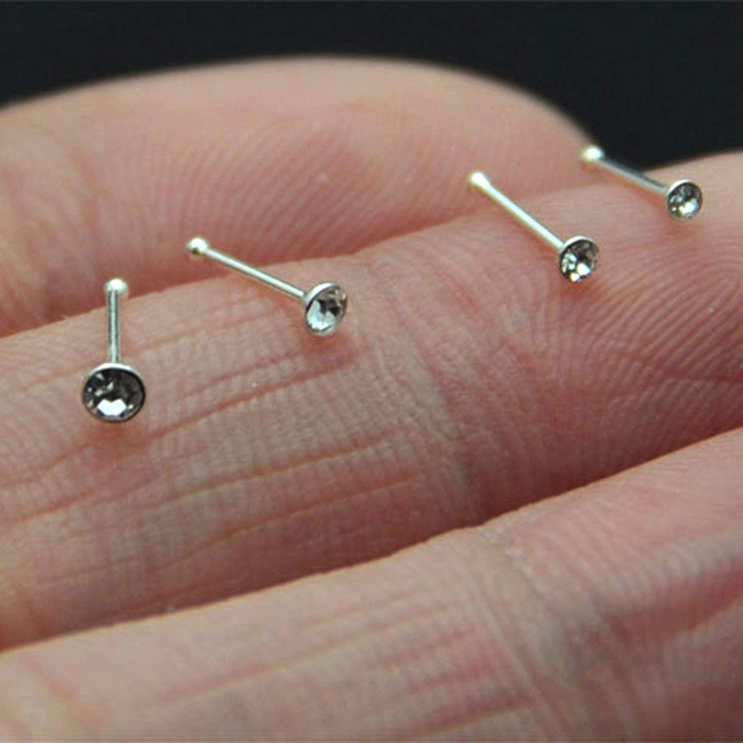 atjewels 14K White Gold Over 925 Sterling Silver Round White Cubic Zirconia Nose Pin MOTHER'S DAY SPECIAL OFFER - atjewels.in