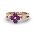 atjewels Round Cut Gemstone & White CZ .925 Sterling Silver Engagement Flower Ring For Girl's and Women's For Diwali Special - atjewels.in