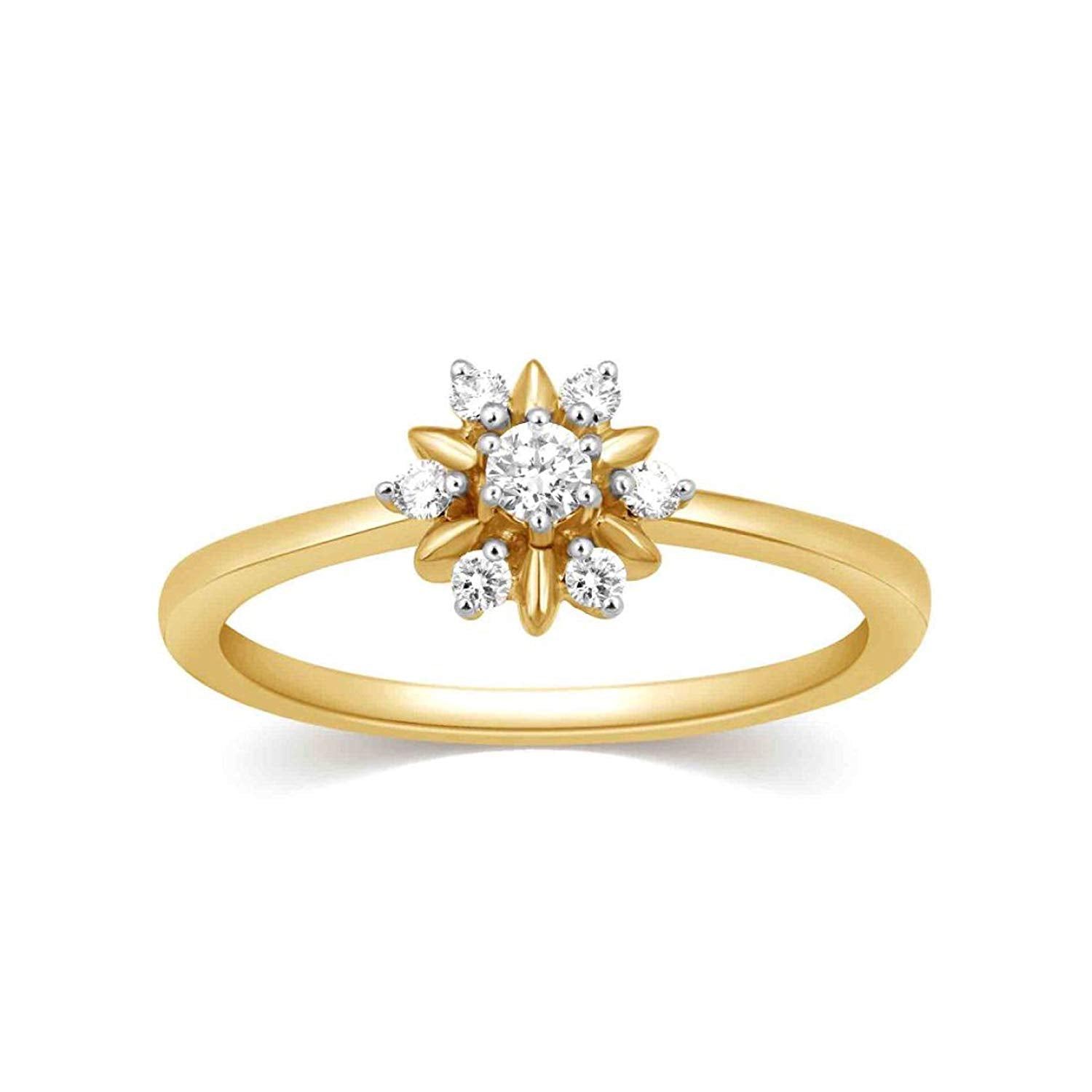 atjewels 14K Yellow Gold Over 925 Silver Round White CZ Flower Ring For Women's MOTHER'S DAY SPECIAL OFFER - atjewels.in