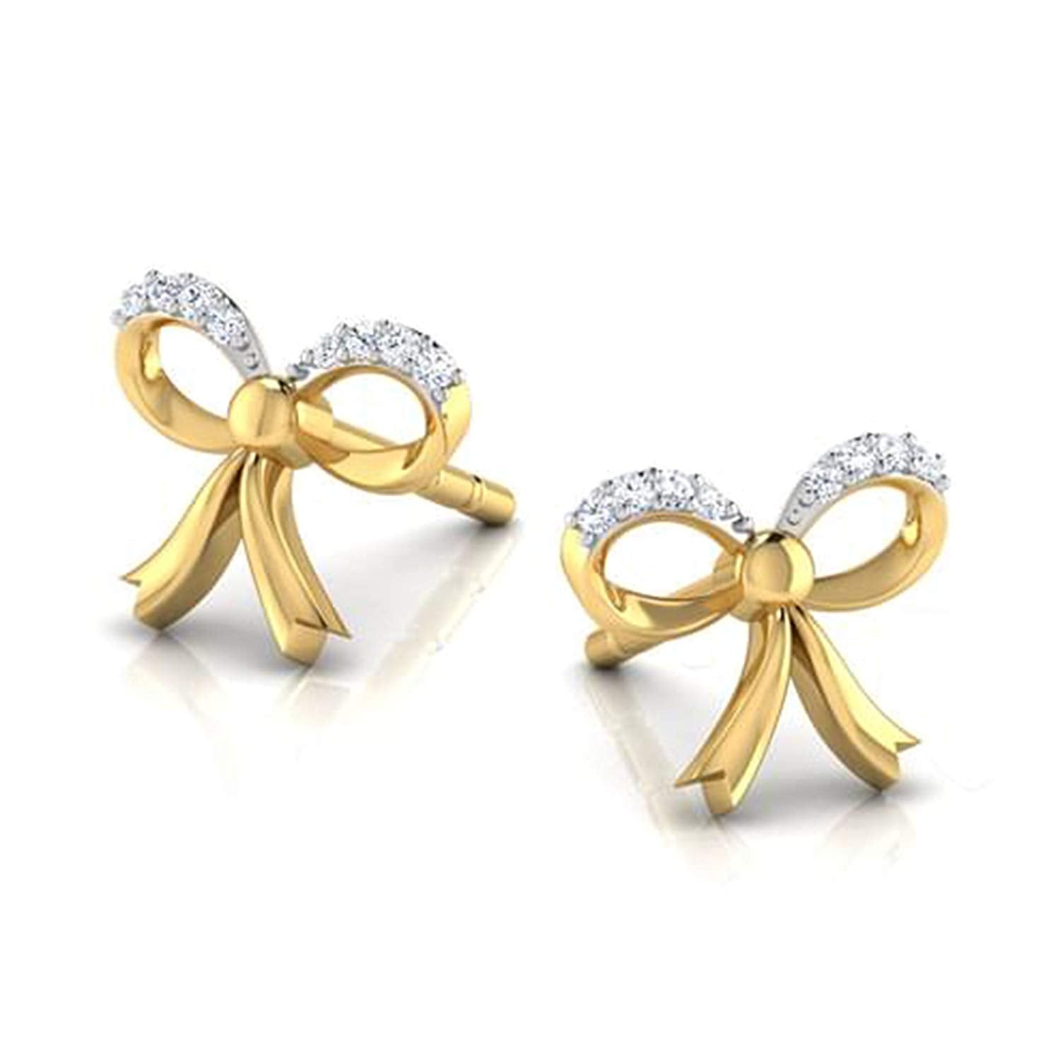 atjewels Round White CZ Bow Stud Earrings 925 Sterling Silver For Women's MOTHER'S DAY SPECIAL OFFER - atjewels.in