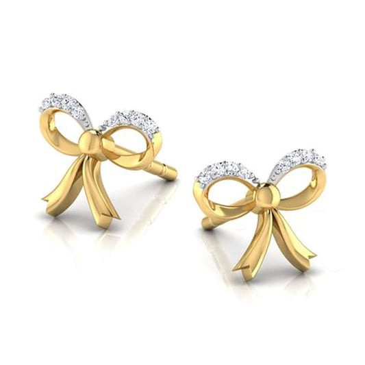 atjewels Round White CZ Bow Stud Earrings 925 Sterling Silver For Women's MOTHER'S DAY SPECIAL OFFER - atjewels.in