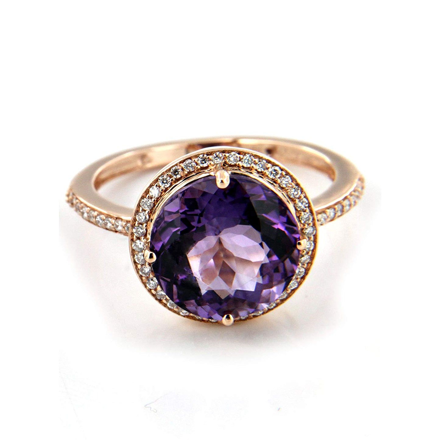 18K White Gold Over .925 Sterling Silver Amethyst & Aqua Diamond Engagement Ring - atjewels.in