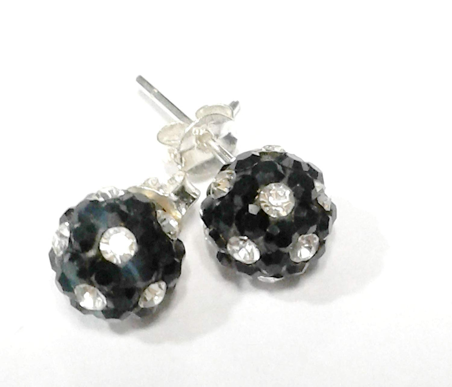 atjewels Round Cut Crystal Sterling Silver Pave Ball Stud Earrings, Crystal Fireball Disco Ball Earrings 1 Pair For Girl's and Women's Fancy Party Wear Earrings - atjewels.in