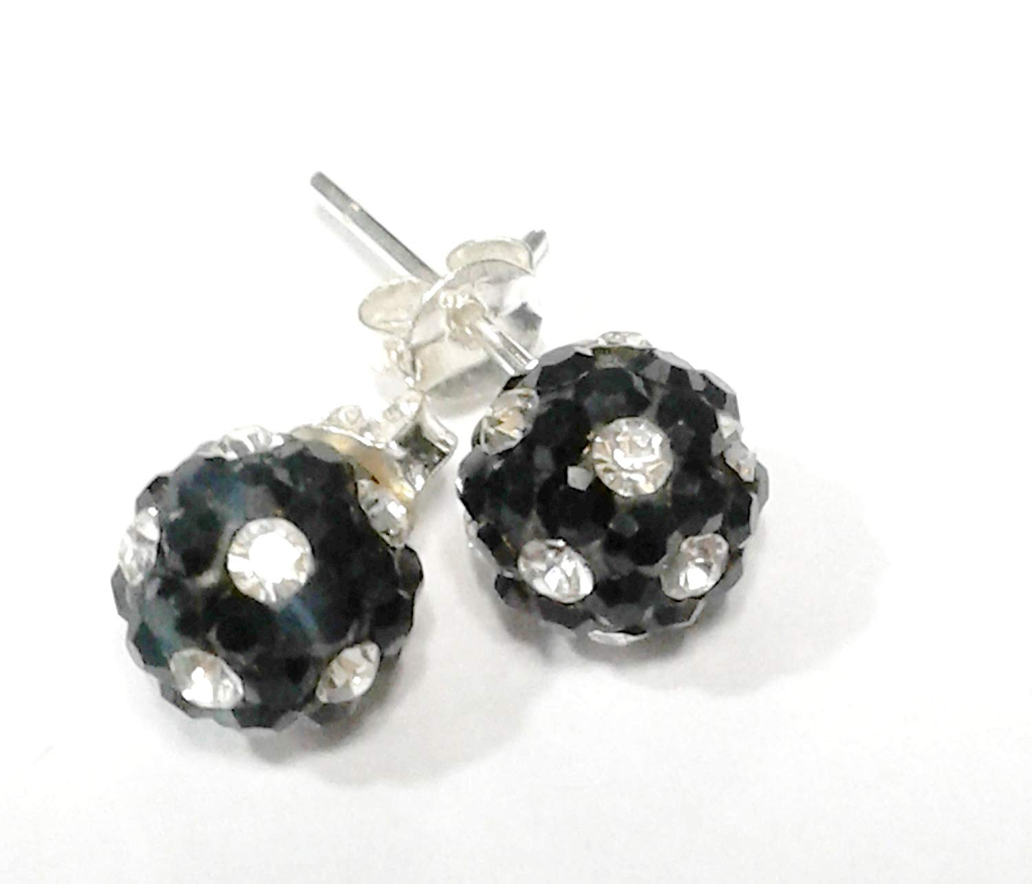 atjewels Round Cut Crystal Sterling Silver Pave Ball Stud Earrings, Crystal Fireball Disco Ball Earrings 1 Pair For Girl's and Women's Fancy Party Wear Earrings - atjewels.in