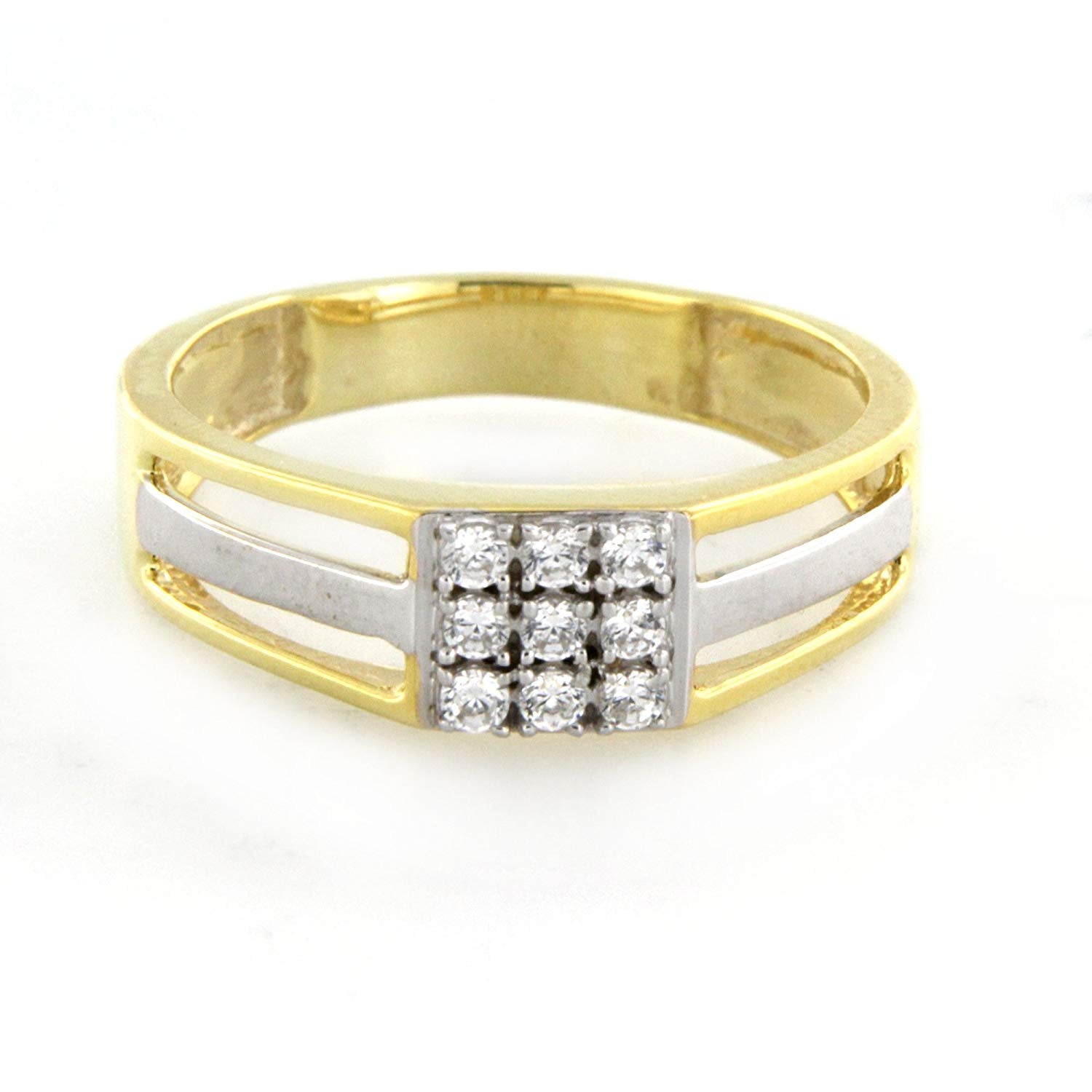 atjewels 18K Twotone Gold Over .925 Sterling Round White CZ Wedding Band Ring MOTHER'S DAY SPECIAL OFFER - atjewels.in