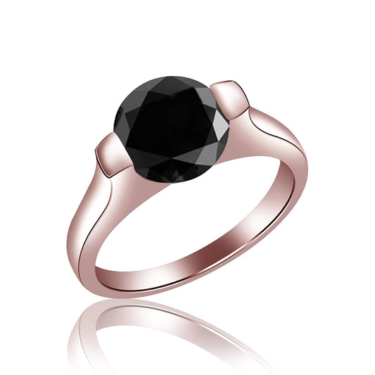 atjewels Round Black Cubic Zirconia 14K Gold Over 925 Sterling Silver Solitaire Ring For Women's (Rose Gold Plated, 5.5) MOTHER'S DAY SPECIAL OFFER - atjewels.in