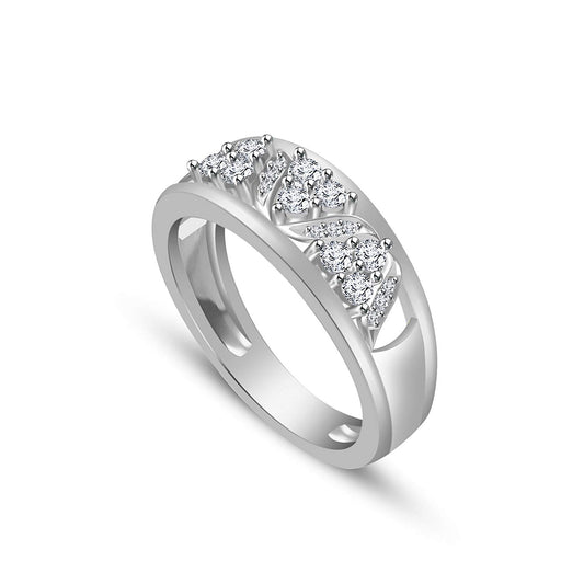 atjewels 14K White Gold Over 925 Sterling Silver Round Cubic Zirconia Wedding Band Ring MOTHER'S DAY SPECIAL OFFER - atjewels.in