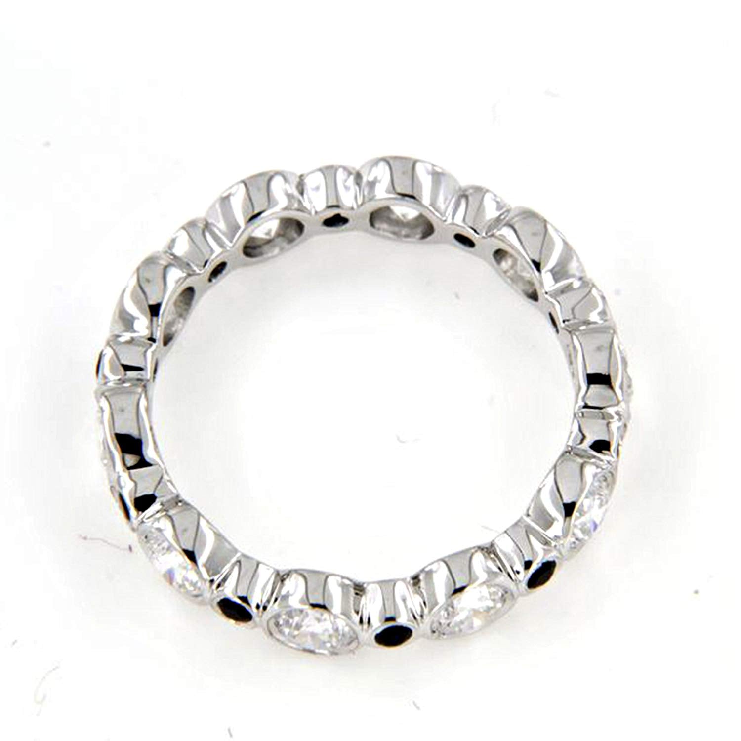 atjewels Solid .925 Sterling Silver Black & White CZ Eternity Band Ring US Size 7.5 for Women MOTHER'S DAY SPECIAL OFFER - atjewels.in
