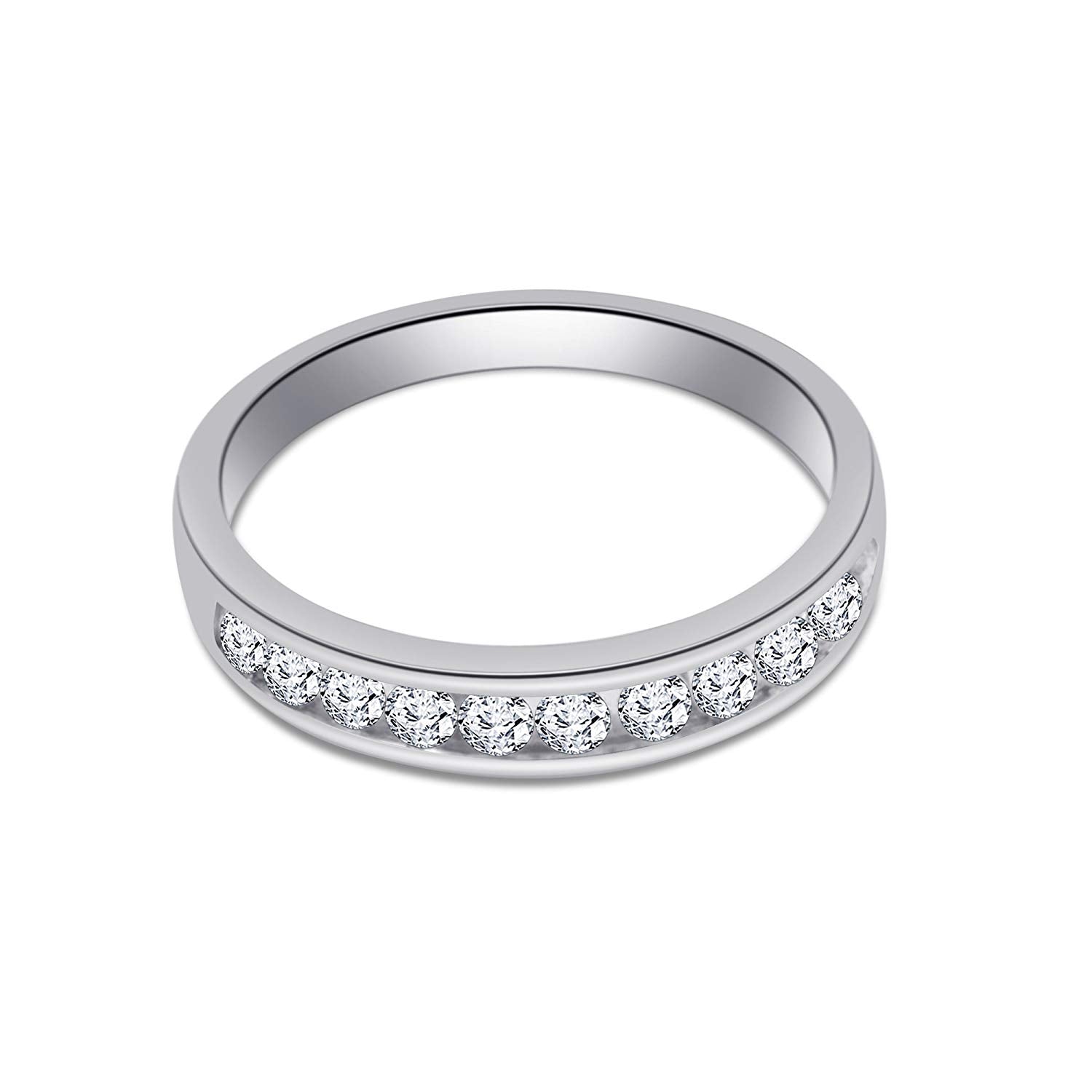 atjewels 925 Sterling Silver Princess & Round Cut White Cubic Zirconia Bridal Ring Set Size US 5 MOTHER'S DAY SPECIAL OFFER - atjewels.in