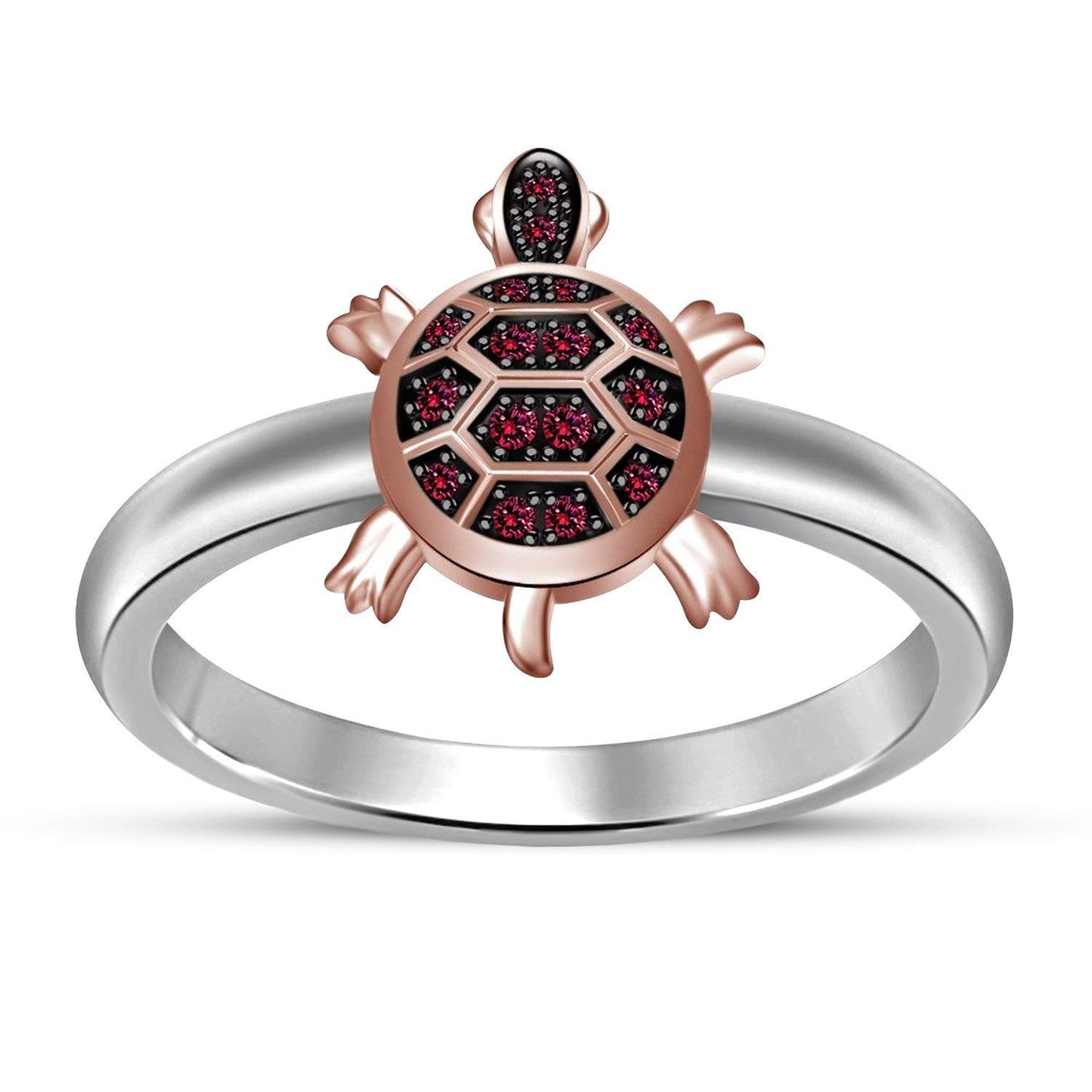 atjewels Round Cut Pink Sapphire Multi-tone .925 Sterling Silver Tortoise Ring For Unisex For Dussehra Special - atjewels.in