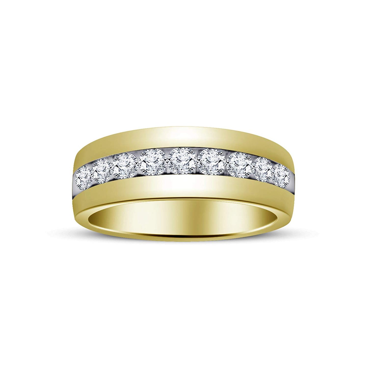 atjewels Round Cut White CZ 14k Yellow Gold Over .925 Sterling Silver Wedding Band Ring For Women's and Girl's For Diwali Special - atjewels.in
