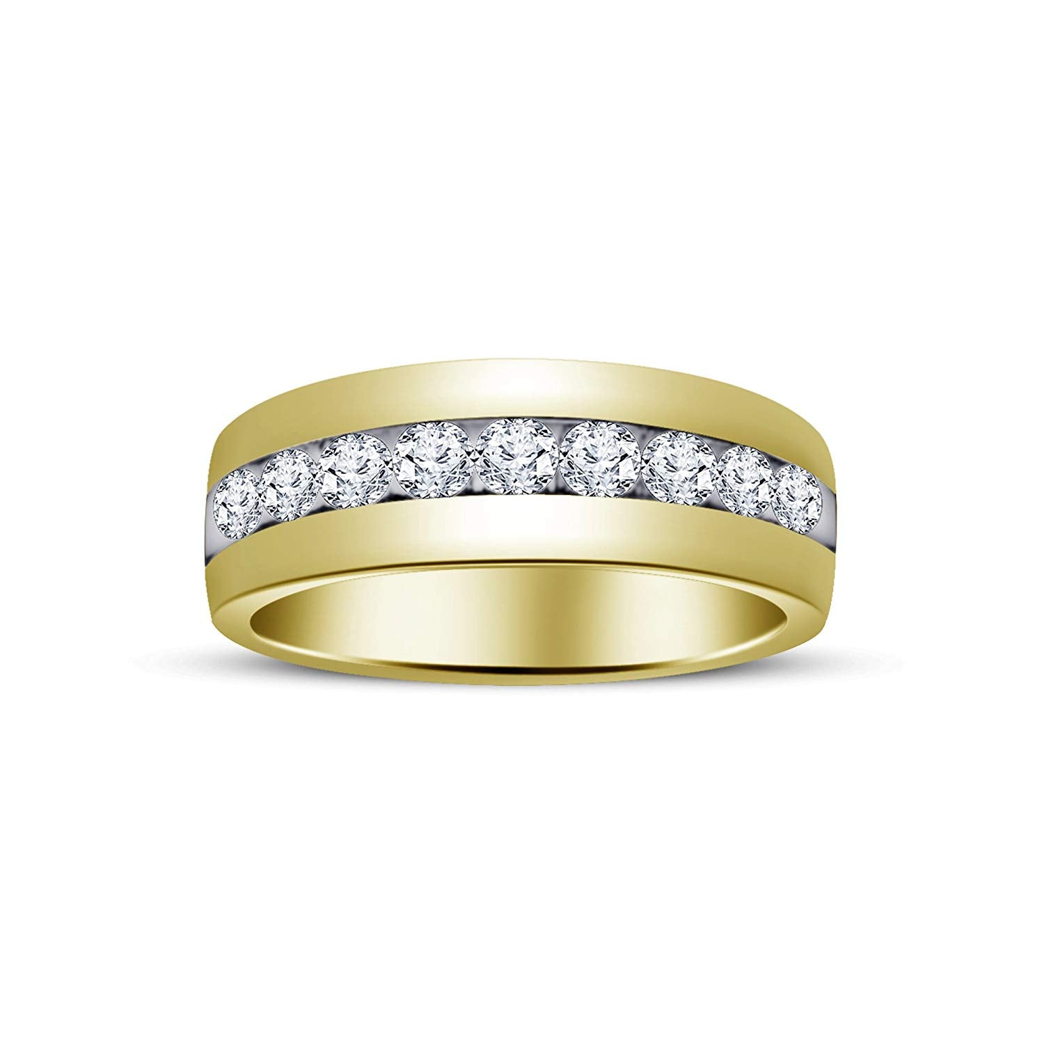 atjewels Round Cut White CZ 14k Yellow Gold Over .925 Sterling Silver Wedding Band Ring For Women's and Girl's For Diwali Special - atjewels.in