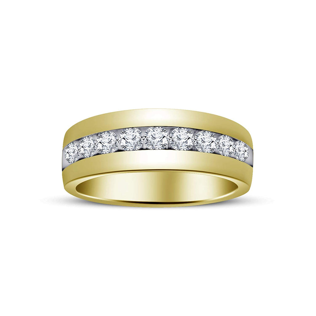 atjewels Round Cut White CZ 14k Yellow Gold Over .925 Sterling Silver Wedding Band Ring For Women's and Girl's For Diwali Special - atjewels.in