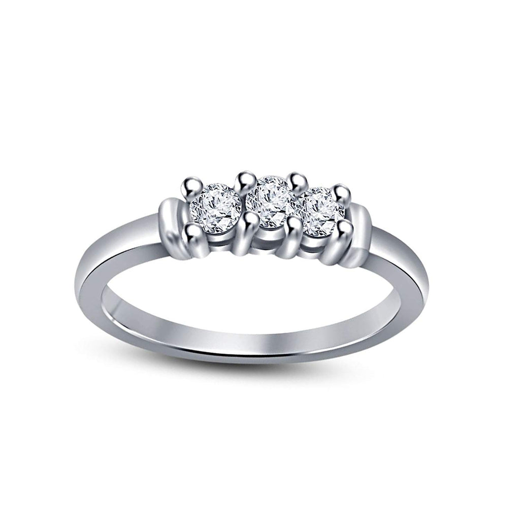 atjewels Round White CZ 925 Sterling Silver Three Stone Ring MOTHER'S DAY SPECIAL OFFER - atjewels.in