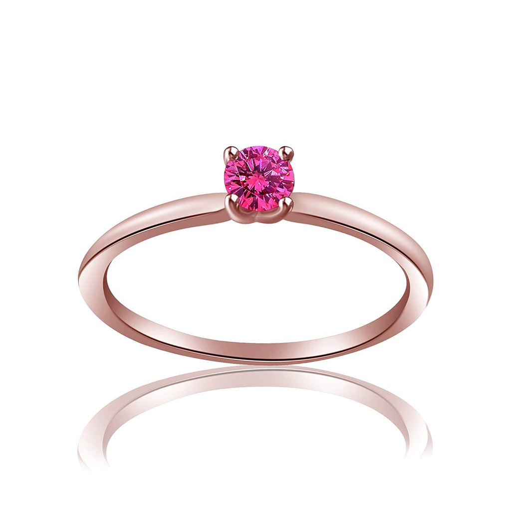 atjewels Pink Sapphire With 18K Rose Gold Over .925 Sterling Silver Solitaire Ring MOTHER'S DAY SPECIAL OFFER - atjewels.in