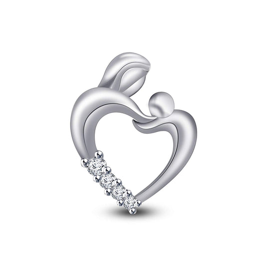 atjewels 18K White Gold Over 925 Sterling Silver Round Cut White Cubic Zirconia Promise Mom and Baby Pendant For Women's MOTHER'S DAY SPECIAL OFFER - atjewels.in