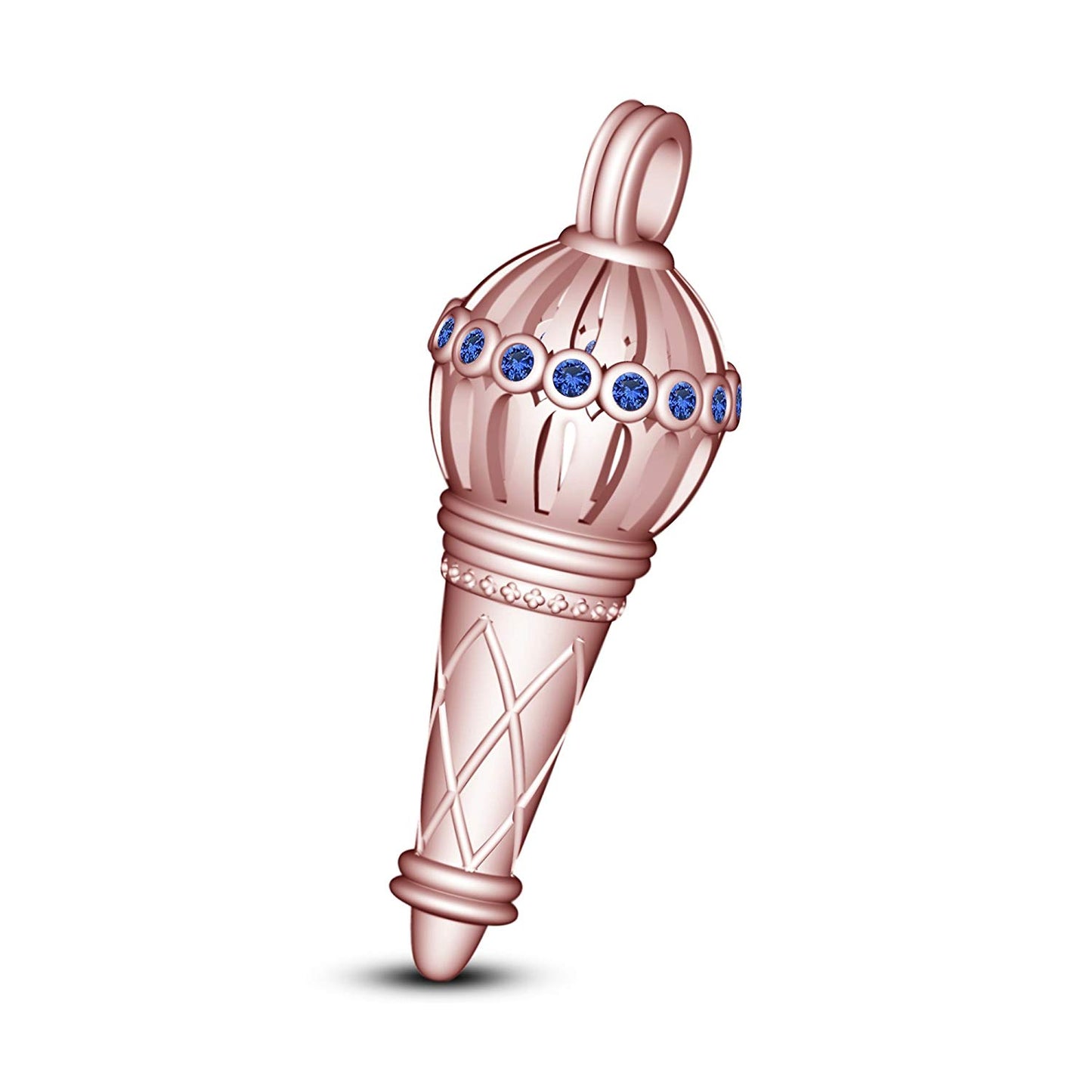 atjewels Bajrangi Bhaijan Style Gadha Pendant Blue Sapphire Rose Gold Finish .925 Silver For Men's MOTHER'S DAY SPECIAL OFFER - atjewels.in