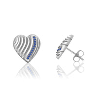 atjewels 14K White Gold Over on .925 Sterling Silver Round Cut Blue Sapphire Heart Stud Earrings For Women's MOTHER'S DAY SPECIAL OFFER - atjewels.in