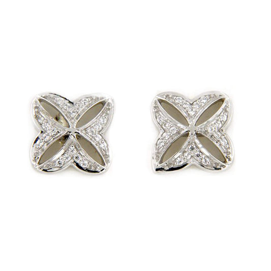 atjewels 18K White Gold Over 925 Sterling Siver White CZ Post Back Wedding Stud Earring MOTHER'S DAY SPECIAL OFFER - atjewels.in