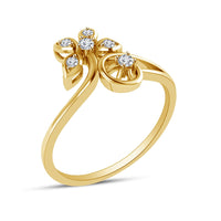 atjewels Yellow Gold Over 925 Silver Round White Cubic Zirconia Bypass Flower Ring MOTHER'S DAY SPECIAL OFFER - atjewels.in