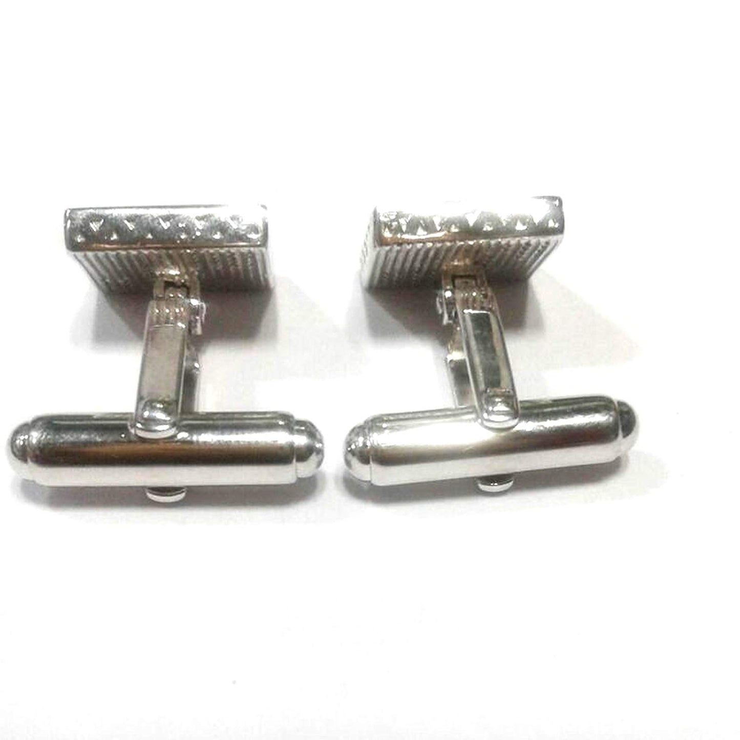 atjewels .925 Sterling silver Round Cut White Cubic Zircon With Black Color Eneamel Pair Of Cufflink For Men MOTHER'S DAY SPECIAL OFFER - atjewels.in