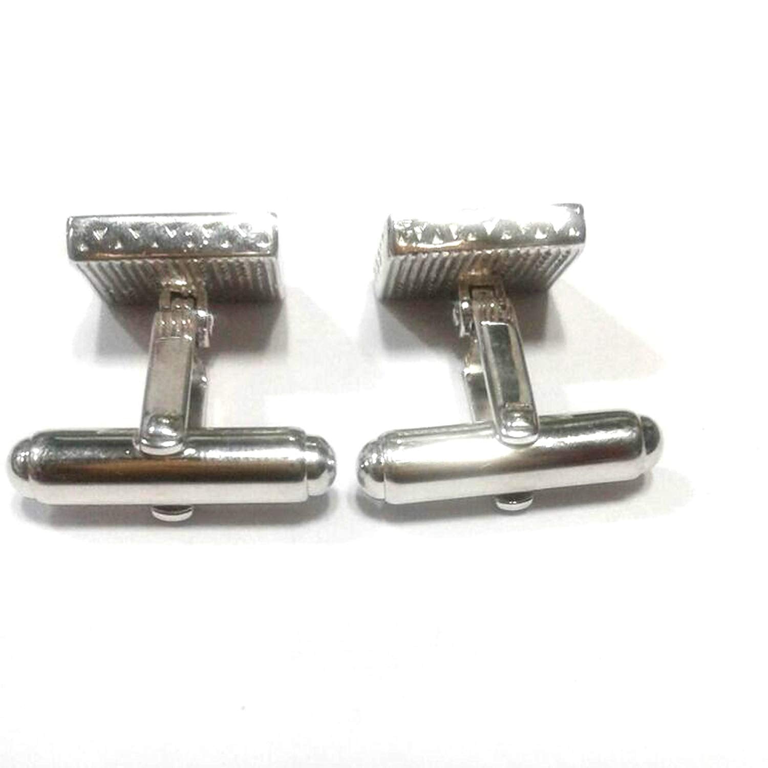 atjewels .925 Sterling silver Round Cut White Cubic Zircon With Black Color Eneamel Pair Of Cufflink For Men MOTHER'S DAY SPECIAL OFFER - atjewels.in