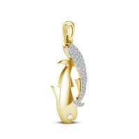 atjewels 18K Yellow Gold On .925 Silver White CZ Shark Fish Pendant for Men's & Women's MOTHER'S DAY SPECIAL OFFER - atjewels.in