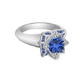 atjewels 925 Sterling Silver Round Blue Sapphire and White CZ  Princess Engagement Ring For Women's MOTHER'S DAY SPECIAL OFFER - atjewels.in