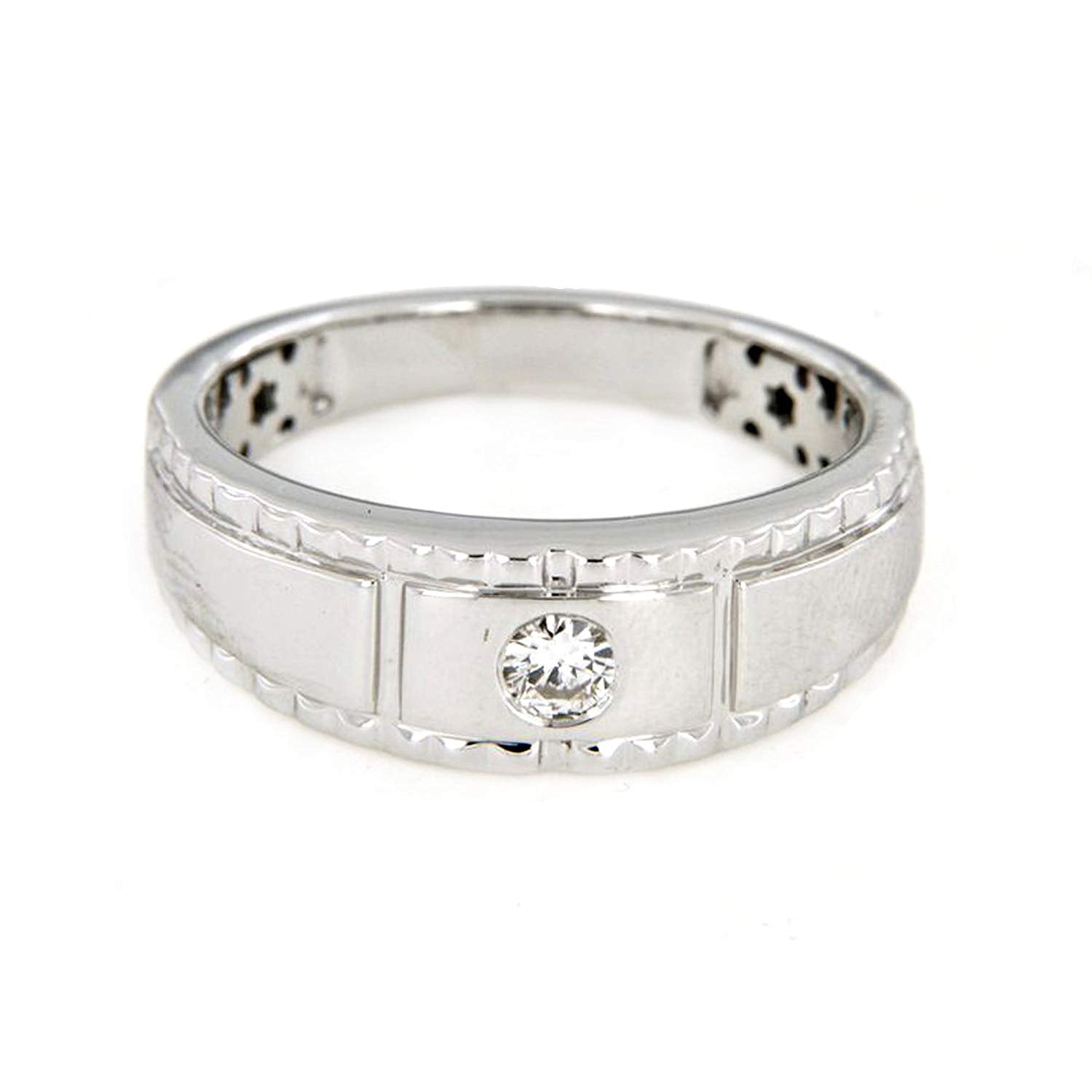 atjewels 18K White Gold Over .925 Sterling Silver Men's Anniversary Band Ring White Daimond MOTHER'S DAY SPECIAL OFFER - atjewels.in