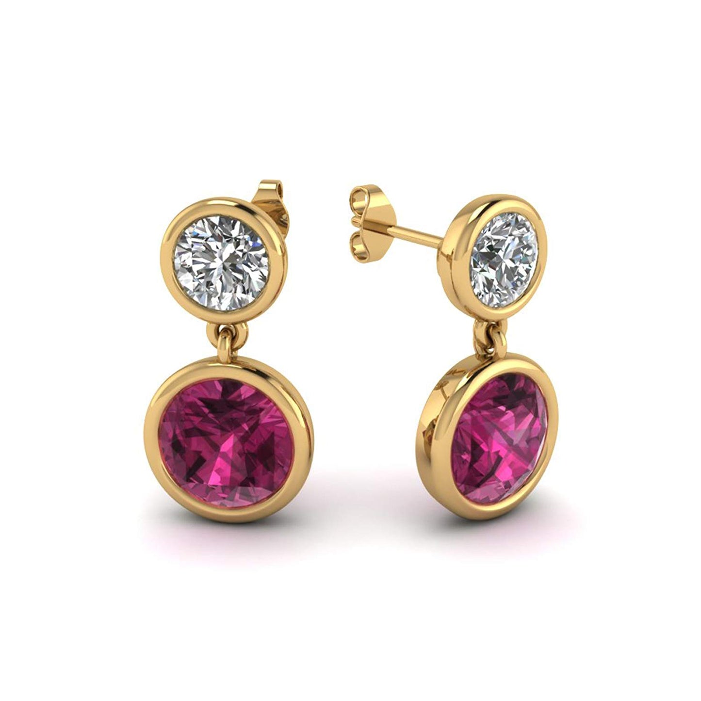 atjewels 14K Yellow Gold Over 925 Sterling Silver Round Cut Red Ruby & White CZ Drop Dangle Earrings For Women's MOTHER'S DAY SPECIAL OFFER - atjewels.in