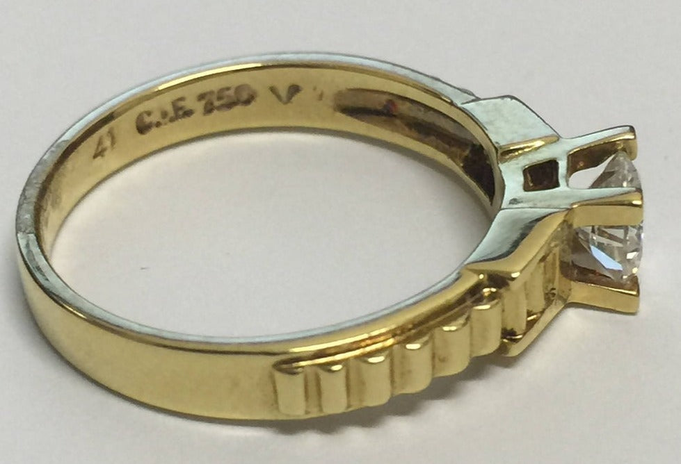 0.45 CT Round Cut Diamond 14K Yellow Gold Over 925 Sterling Silver Women Solitaire Anniversary Ring