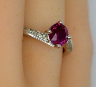 1 CT Round Cut Pink Ruby Diamond 925 Sterling Sliver Women Anniversary Bypass Ring