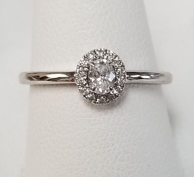 1 CT Oval Cut Diamond 925 Sterling Silver Wedding Promise Halo Ring