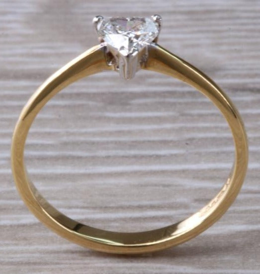 1 CT Heart Cut Diamond Yellow Gold Over 925 Sterling Sliver Women Engagement Solitaire Ring