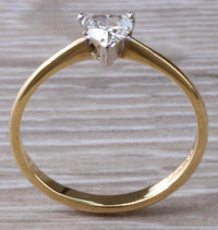 1 CT Heart Cut Diamond Yellow Gold Over 925 Sterling Sliver Women Engagement Solitaire Ring