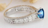 1 CT Round Cut London Blue Topaz Diamond 925 Sterling Sliver Women Engagement Promise Ring Christmas Gift