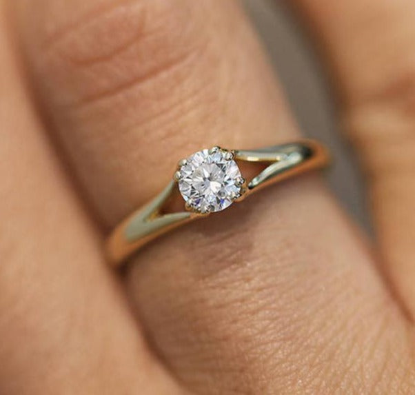 1 CT 925 Sterling Silver Round Cut Diamond Engagement Solitaire Ring Gift for Her