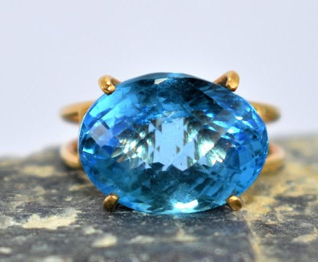 2 CT Oval Cut Blue Topaz Diamond 925 Sterling Silver Men Engagement Solitaire Ring For Christmas Gift