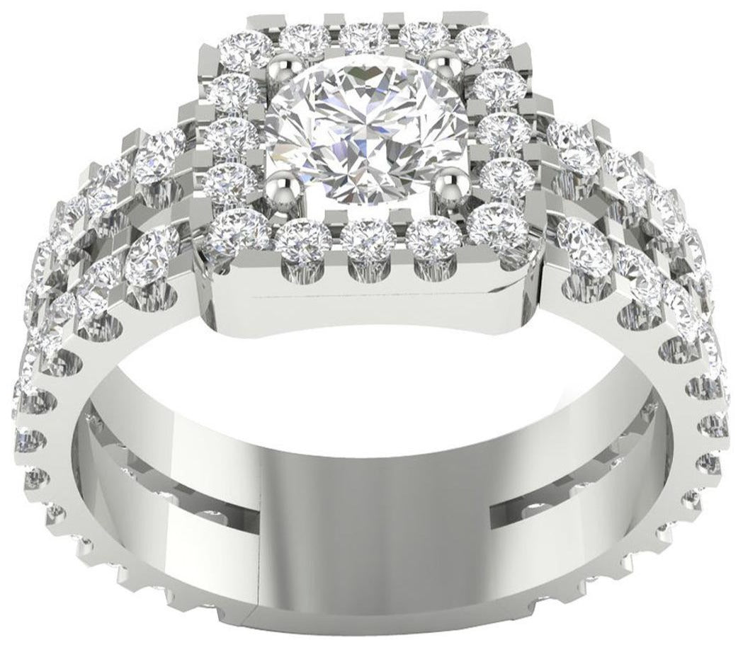 2 CT Round Cut Diamond 925 Sterling Silver Solitaire Halo Anniversary Ring