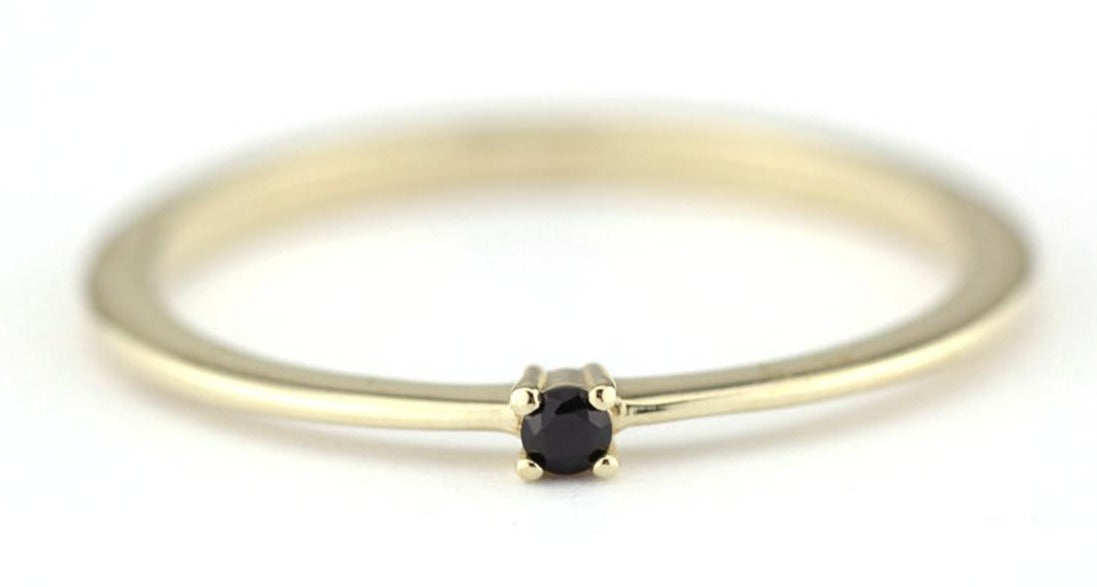 0.10 CT Round Cut Black Cubic Zirconia Diamond 925 Sterling Silver Unique Engagement Solitaire Band Ring