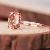 2 CT 925 Sterling Silver Oval Cut Pink Morganite Diamond Women Solitaire Ring