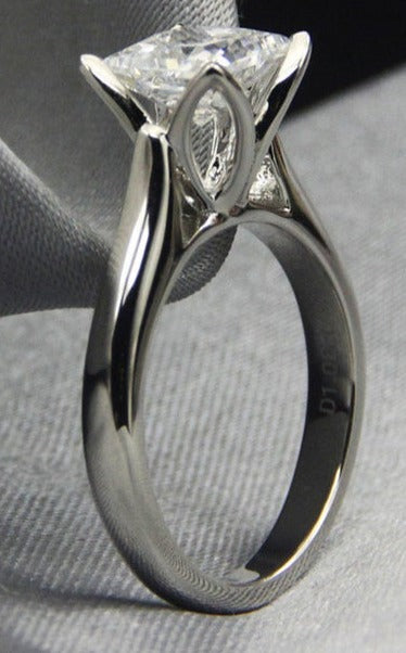 1 CT Princess Cut Diamond 925 Sterling Sliver Women Engagement Solitaire Promise Ring