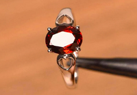 1 CT Oval Cut Red Garnet White Gold Over On 925 Sterling Silver Solitaire W/Accents Ring