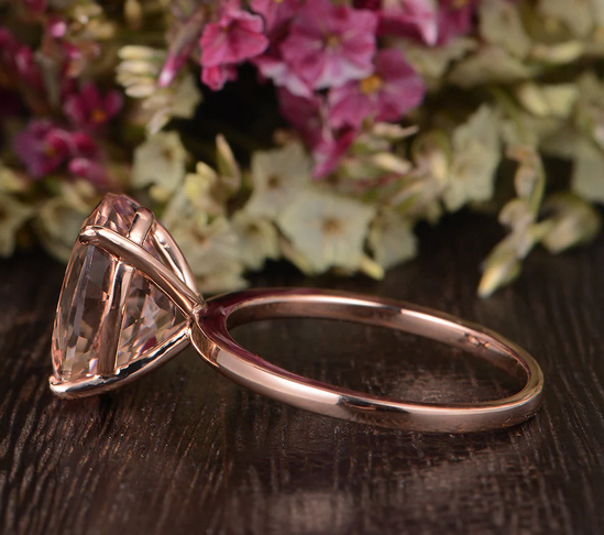 2 CT Oval Cut Peach Morganite Rose Gold Over On 925 Sterling Silver Solitaire Women Anniversary Ring
