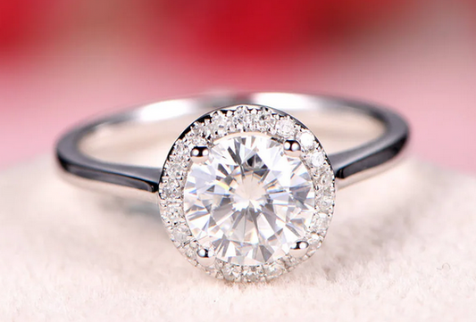 1 CT Round Cut White Gold Over On 925 Sterling Silver Solitaire W/Accents Promise Ring