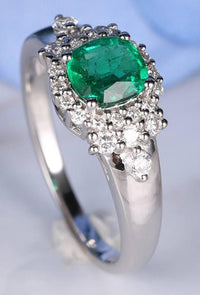 1 CT Cushion Cut Green Emerald Diamond 925 Sterling Sliver Women Anniversary Halo Ring Gift For Her