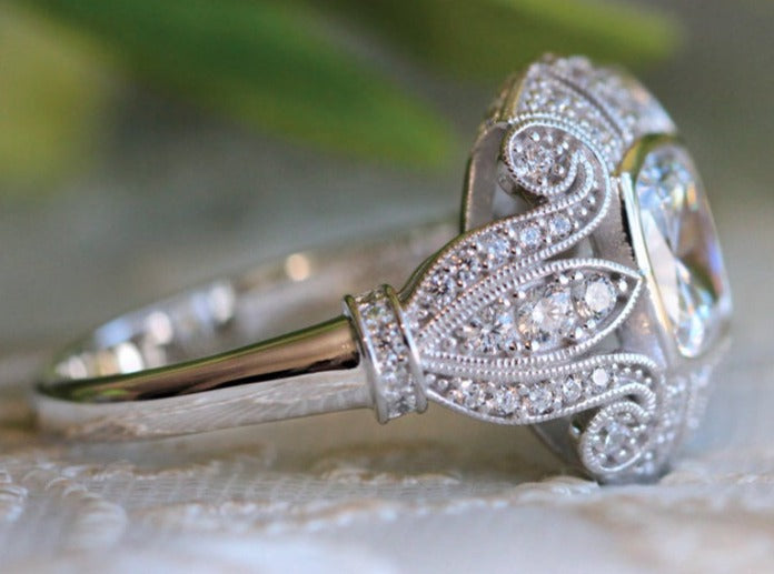 1 CT 925 Sterling Silver Cushion Cut Diamond Women Anniversary Ring